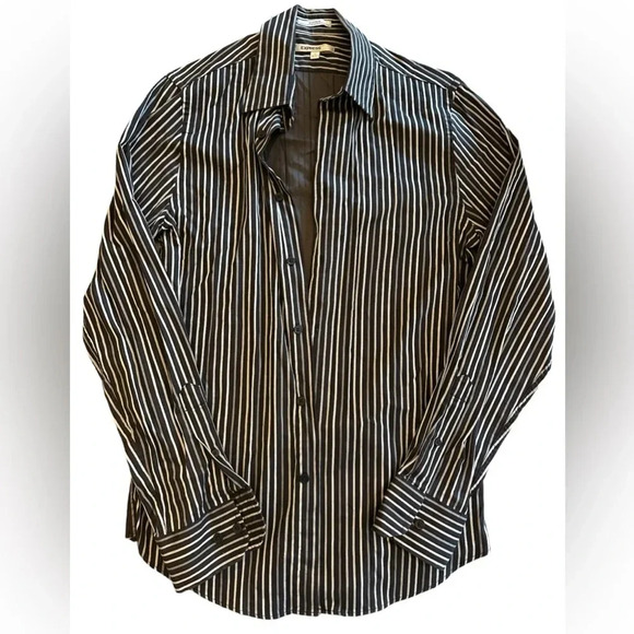 Express 1MX Fitted Stretch Cotton Collared Striped Button Down Dress Shirt Small - Picture 1 of 5
